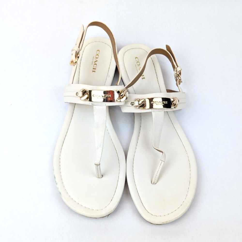 COACH - White Strap Thong Sandals Size 10
